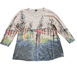 Shana Wearable Art Sweater Women L Wool Blend Man Woman Print City Glam Eclectic